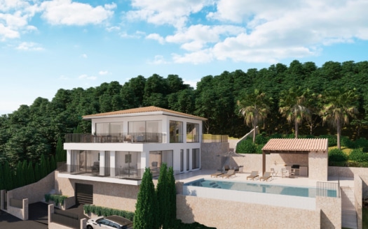 V-4444 PROJEKT! Exklusive Villa mit Pool und Panoramablick auf das Meer im Dorf Galilea im Tramuntana Gebirge